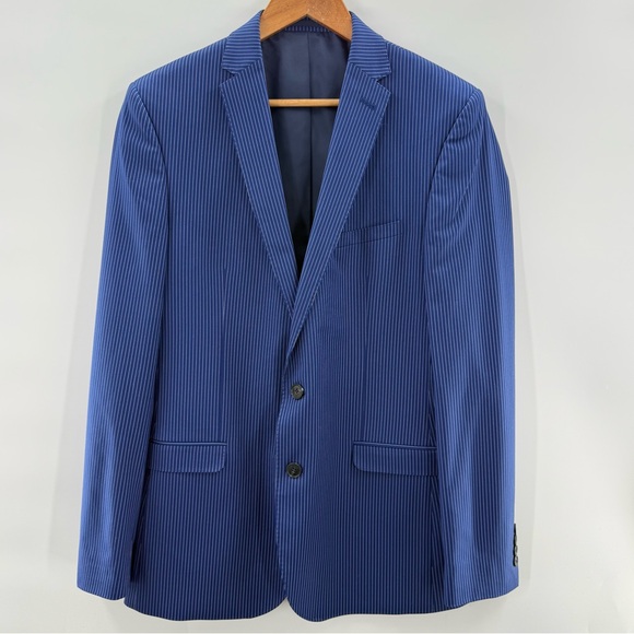 Nick Graham Other - Nick Graham The New York Cut Stretch Modern Fit Blazer Jacket Blue Pinstripe 40L